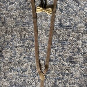 Gold and Brown Bow Tie Suspenders